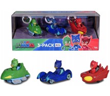 PJ MASKS Box 3 Models DIECAST with characters 7cm GEKKO-MOBILE CAT-CAR OWL-GLIDER Originale DICKIE Toys
