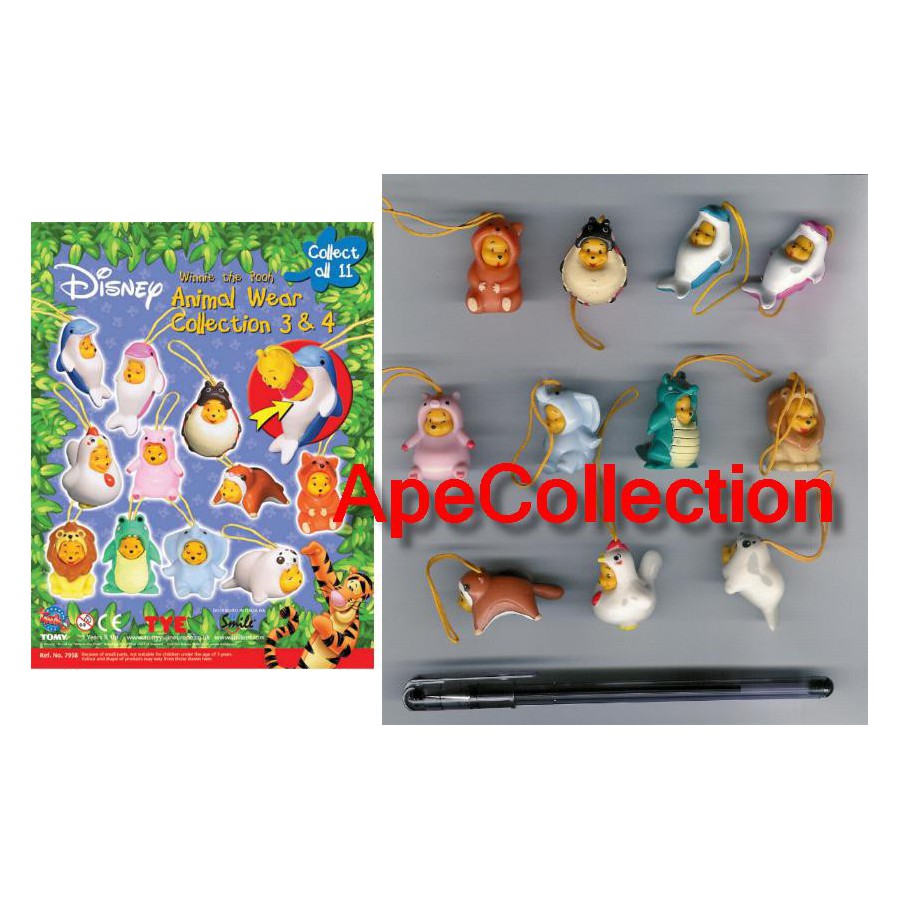 Tomy Set 11 Figures Winnie Pooh Part 3 E 4 Mini Winnies Peek a Pooh Figures Rare