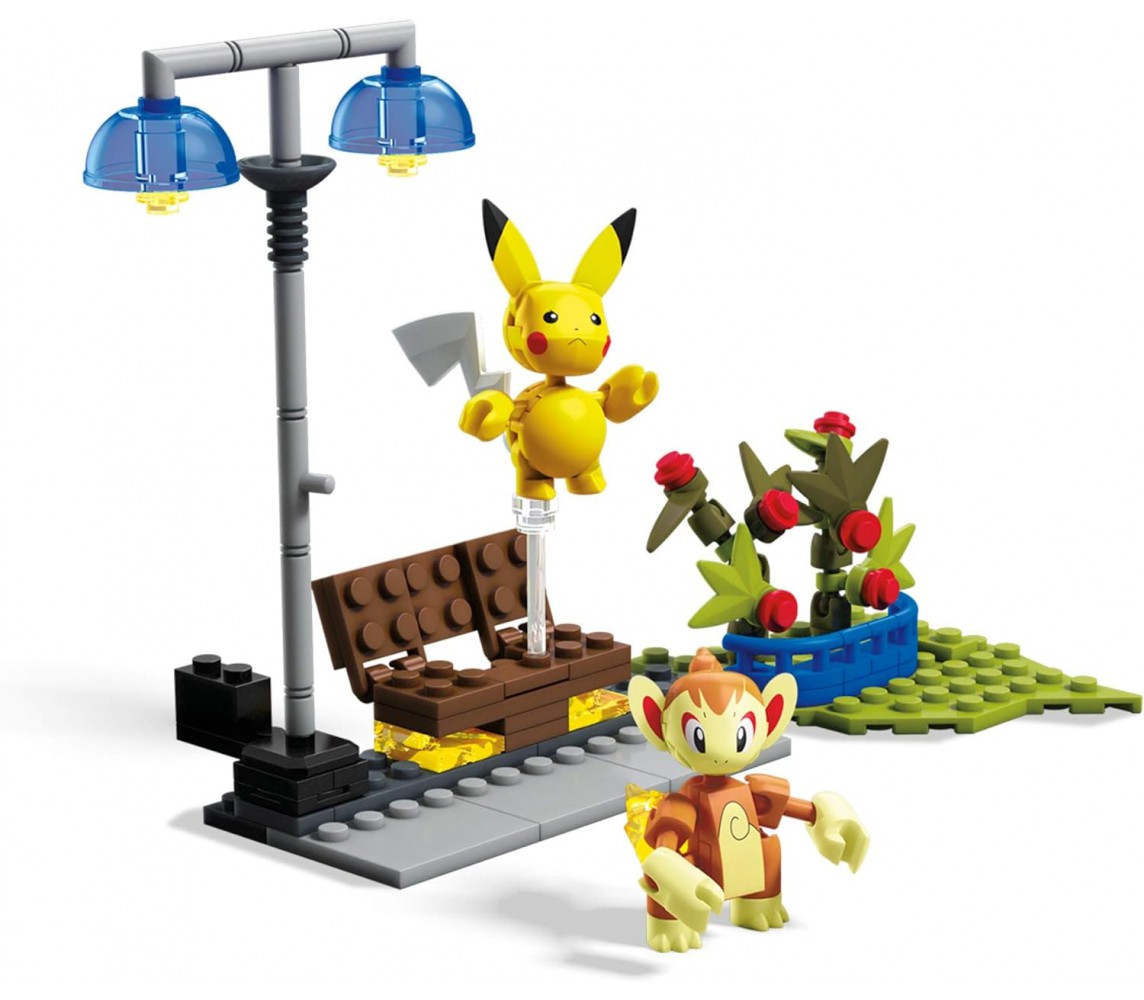 BOX ROTTO Playset POKEMON Fig. 10cm Chimchar e Pikachu 127 Pz. Mega Construx GCN12