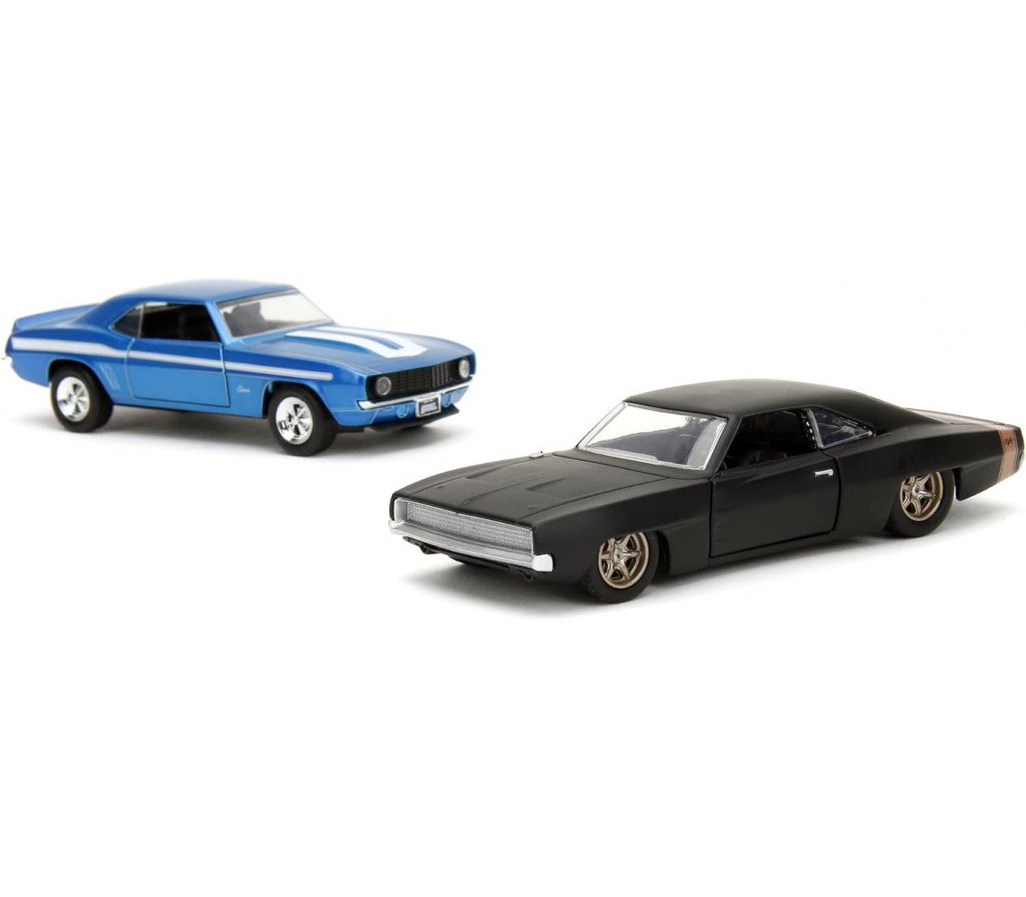Fast & Furious 1:32 Dom's Dodge Charger & 1968 Dodge Charger Widebody  Die-cast Car Twin Pack, Toys for Kids and Adults