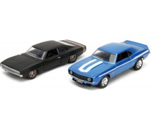 Fast Furious Box 2 Modelli Auto DODGE WIDEBODY e CHEVROLET CAMARO 1/32 Jada