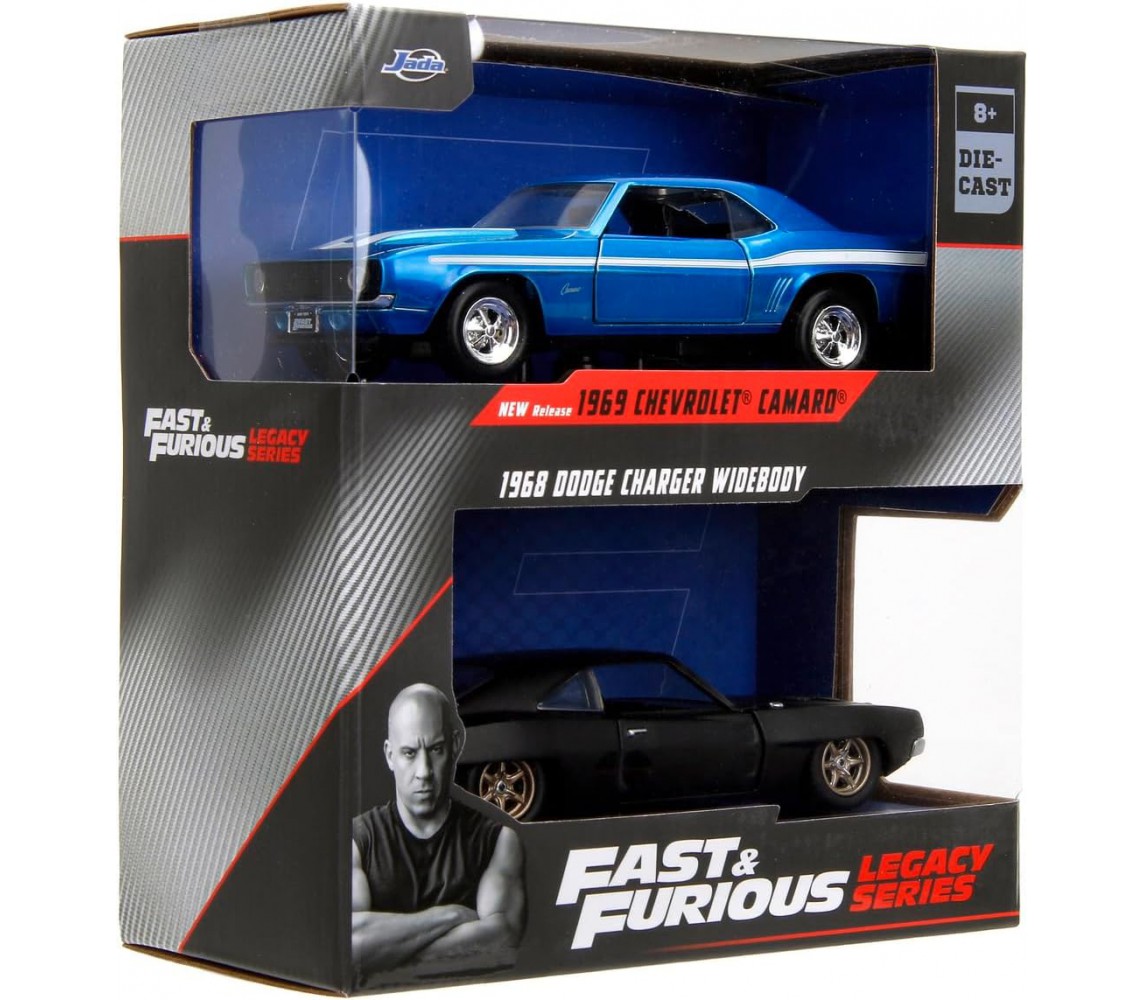 Fast Furious Box 2 Car Models DODGE WIDEBODY e CHEVROLET CAMARO 1 