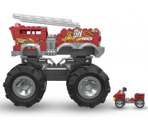 BROKEN PACKAGE MONSTER TRUCKS  5-Alarm MEGA construction set with 284 pieces HOT WHEELS HHD19