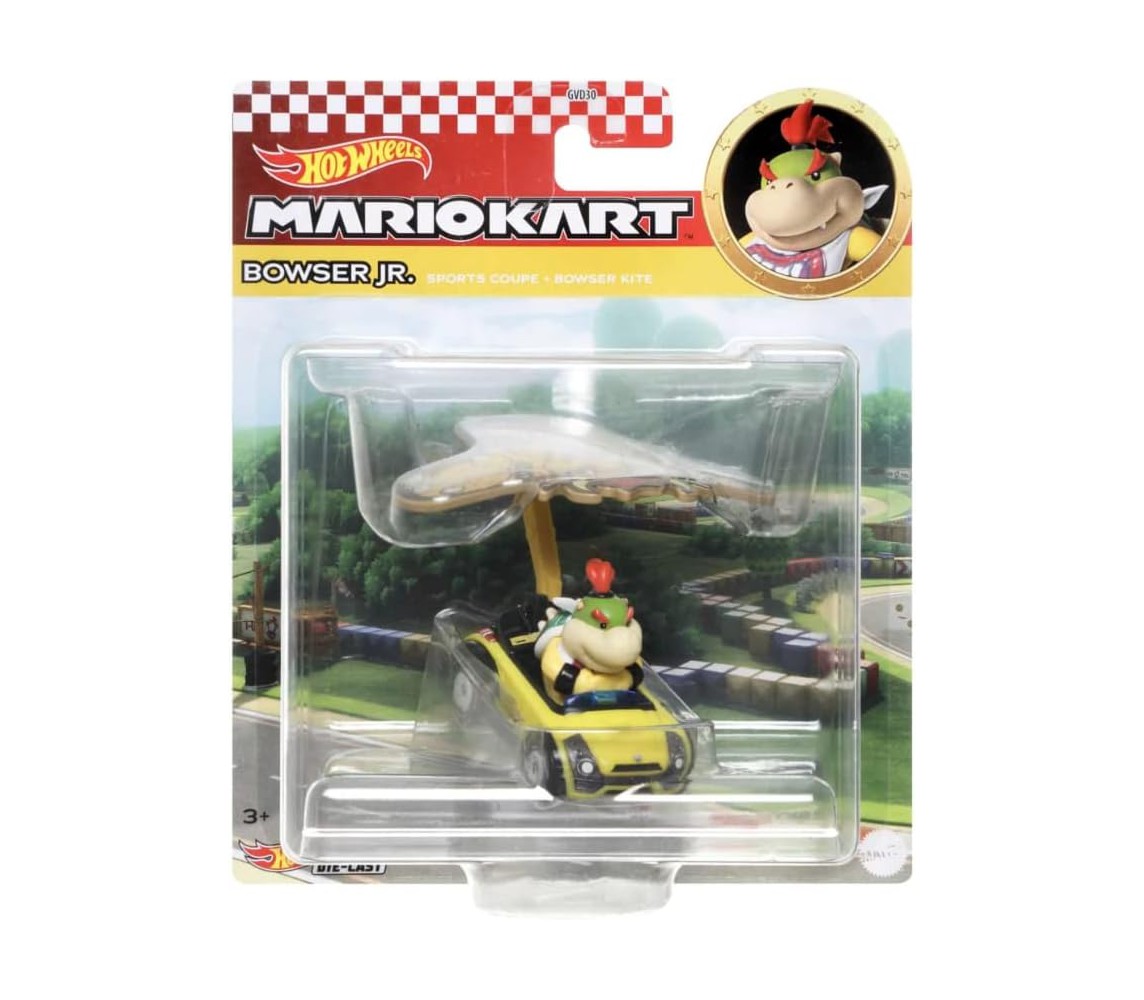 MARIO KART GLIDER Bowser Jr. Sports Coupe Bowser Kite Glider 1:64 Hot Wheels HDB47