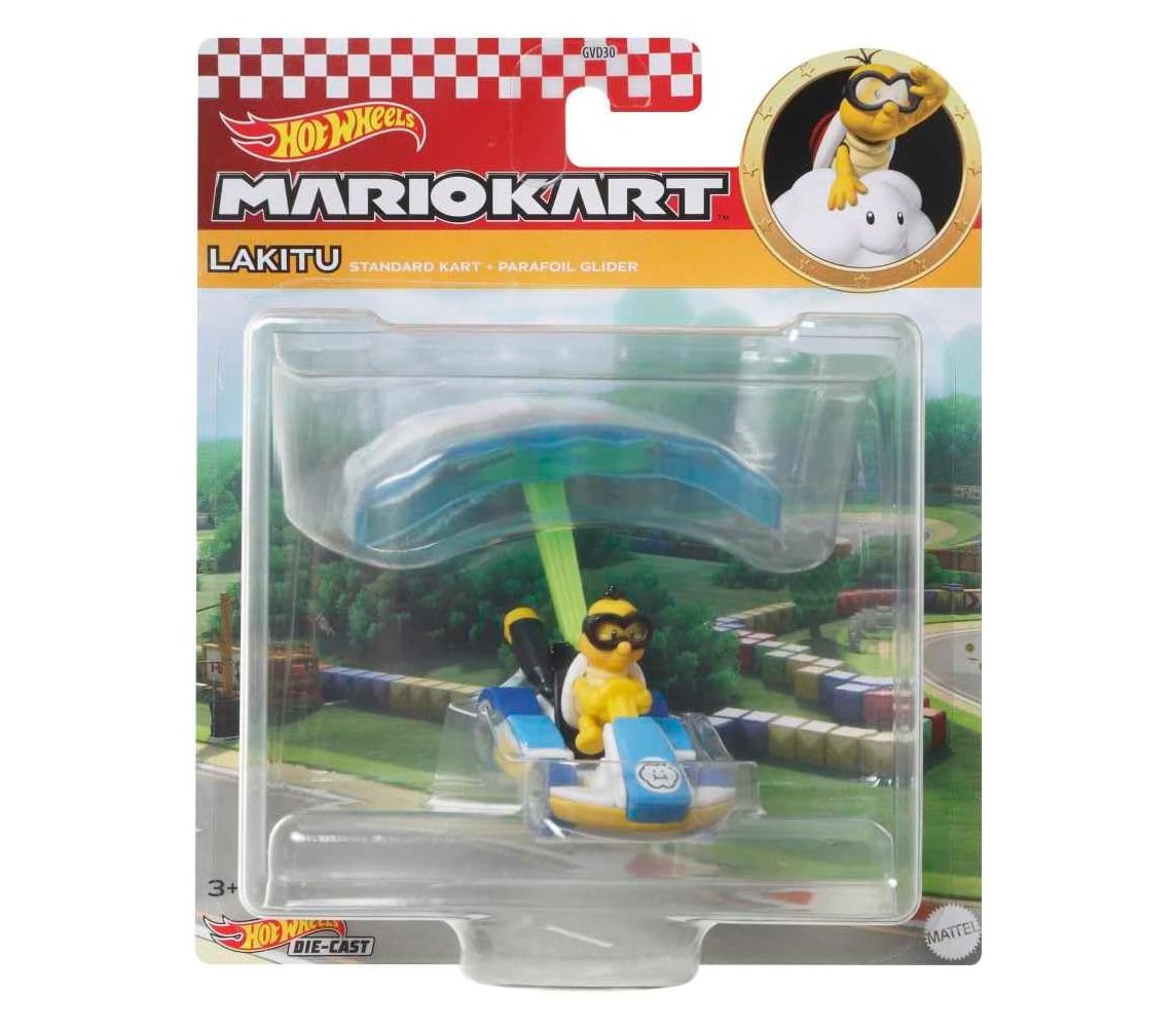 copy of BOX 3 Modelli MARIO KART GLIDER Paracadute BOWSER PEACH TANOOKI 1:64 Hot Wheels