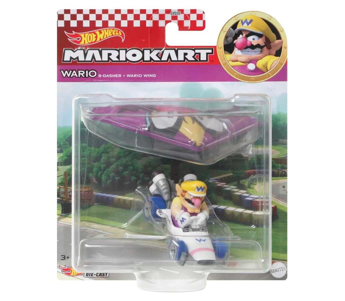 MARIO KART GLIDER Wario B-Dasher Wario Wing 1:64 Hot Wheels HDB42