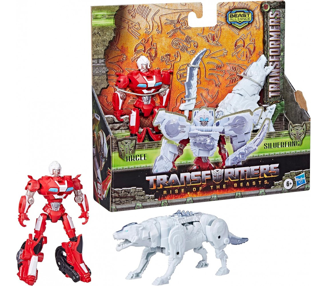 Transformers ARCEE SILVERFANG Box 2 Figure 15cm BEAST ALLIANCE Hasbro F4618