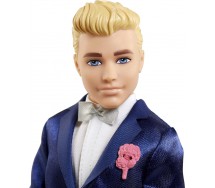 BROKEN PACKAGE Doll KEN Blonde Short Hair Groom Doll Wearing Suit and Shoes with 5 Accessories GTF36 Mattel