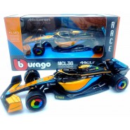 Modello DieCast McLAREN MCL36 Auto Formula 1 Scala 1/43 15cm Pilota DANIEL RICIARDO Numero 3 Originale Bburago 38063