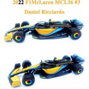 Modello DieCast McLAREN MCL36 Auto Formula 1 Scala 1/43 15cm Pilota DANIEL RICIARDO Numero 3 Originale Bburago 38063