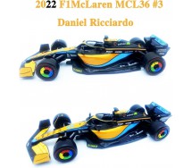 DieCast Model McLAREN MCL36 Formula 1 Car Scale 1/43 15cm Driver DANIEL RICARDO Number 3 Original Die Cast Bburago 38063