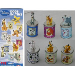 RARE Set 6 Figures DISNEY DOGS in TIN BOX Pluto Lady Tramp TOMY ITALY Figure NEW