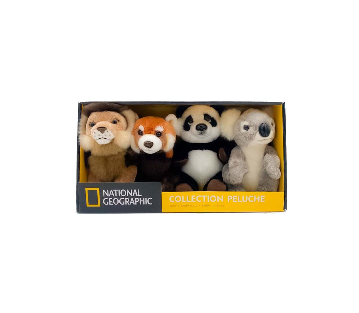 NATIONAL GEOGRAPHIC SET 4 Plushies 18cm LION KOALA PANDA PANDA ROUX