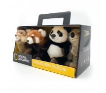 NATIONAL GEOGRAPHIC Peluche SET 4 Animali 18cm LEONE PANDA KOALA PANDA ROSSO