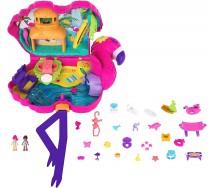 POLLY POCKET Playset FLAMINGO PARTY Open Up With 2 Mini Dolls and 24 accessories  ORIGINAL Mattel