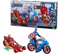 AVENGERS TITAN HERO Playset IRON MAN and CAPITAN AMERICA 2 Figures 30cm VEHICLES