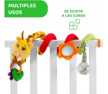 Chicco Mrs. Giraffe Colorful Giraffe Rope for Pram Attachment with Cute Charms, Mirror, Rattle Ball, Pram Toy, 6-36 Months
