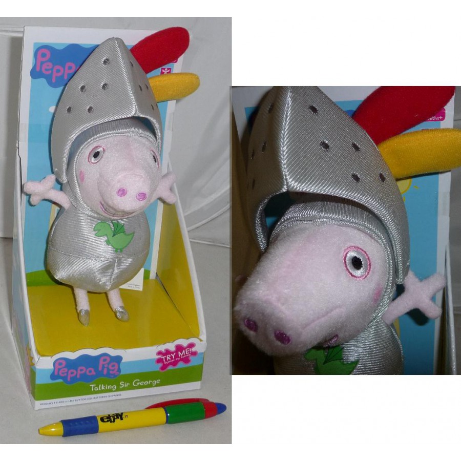 PEPPA PIG Peluche SIR GEORGE CAVALIERE Knight 23cm PARLANTE Box 