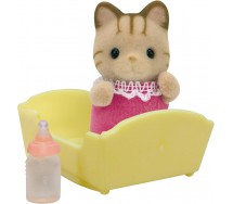 Boxed BABY CAT STRIPPED with BED Serie SYLVANIAN FAMILIES Epoch 5186