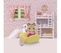 Boxed BABY CAT STRIPPED with BED Serie SYLVANIAN FAMILIES Epoch 5186