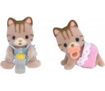 Boxed BABY STRIPPED CAT TWINS Serie SYLVANIAN FAMILIES Epoch 5188