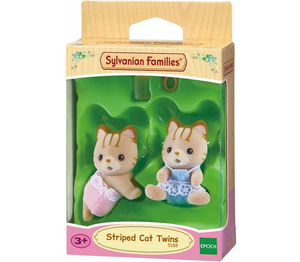 Boxed BABY STRIPPED CAT TWINS Serie SYLVANIAN FAMILIES Epoch 5188