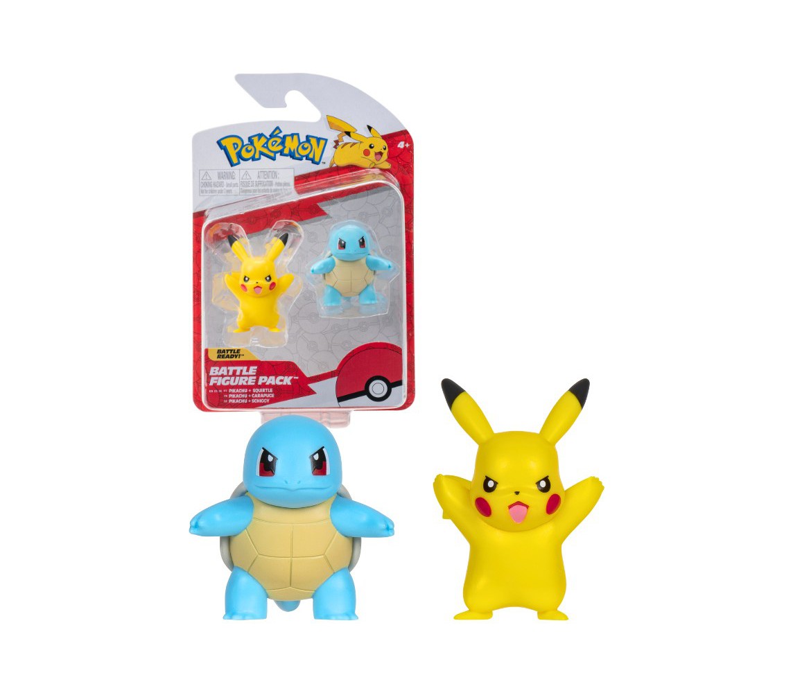 POKEMON Box 2 Mini Figure 5cm PIKACHU e SQUIRTLE Originali BATTLE FIGURE PACK