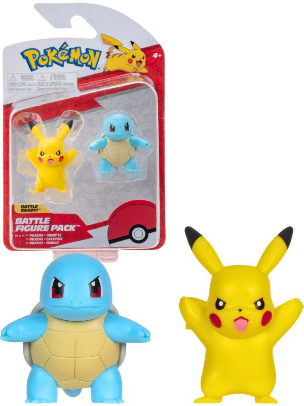 POKEMON Box 2 Мини-фигурки ПИКАЧУ и СКВИРТЛА, 5 см, Оригинальный НАБОР БОЕВЫХ ФИГУРОК