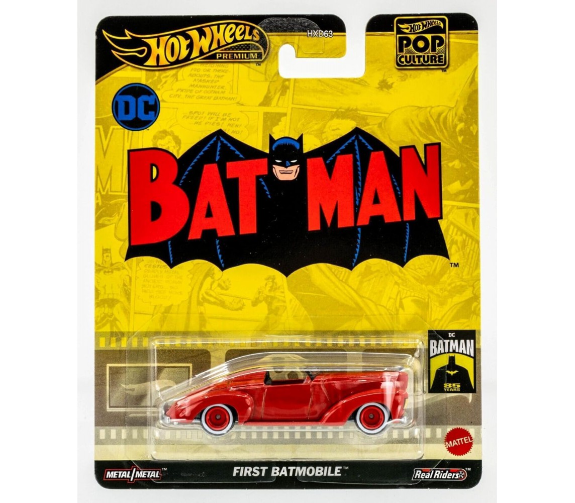 Die Cast Car Model BATMAN FIRST BATMOBILE Scale 1:64 6cm Hot Wheels HVJ40