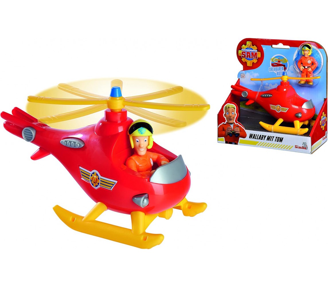 Playset Fireman Sam Vehicle FIRE HELICOPTER With FIGUR of MALCOLM ORIGINAL SIMBA