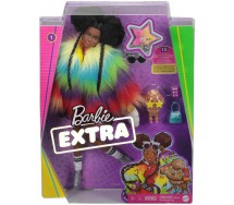 BARBIE EXTRA Doll with RAINBOW FUR JACKET and Pet Dog ORIGINAL Mattel GVR04