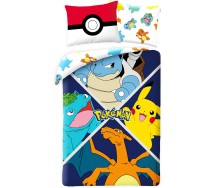 Set Letto POKEMON PIKACHU In Spiaggia Con Gli Amici COPRIPIUMINO Reversibile 140x200 Federa 70x90 Originale COTONE Bulbasaur