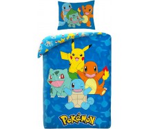 Set Letto POKEMON PIKACHU In Spiaggia Con Gli Amici COPRIPIUMINO Reversibile 140x200 Federa 70x90 Originale COTONE Bulbasaur