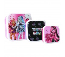 MONSTER HIGH Snack Box Kit Set 3 Contenitori PORTA MERENDA Spuntini ORIGINALE