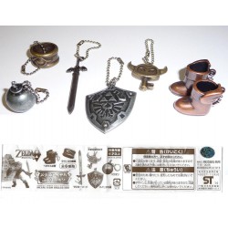 LEGEND OF ZELDA Raro SET 6 CIONDOLI Metallo METAL ITEMS Japan Gashapon