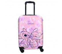 STITCH ANGEL Valigia ABS Trolley 4 Ruote Maniglia Estensibile 46x33x21cm DISNEY