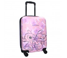 STITCH ANGEL Valigia ABS Trolley 4 Ruote Maniglia Estensibile 46x33x21cm DISNEY