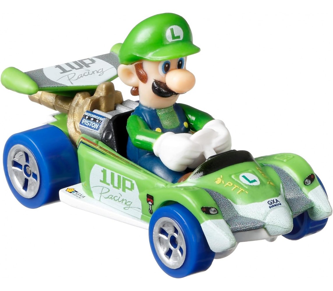 SUPER MARIO KART Die Cast Model LUIGI CIRCUIT SPECIAL 1:64 5cm Hot Wheels GRN18