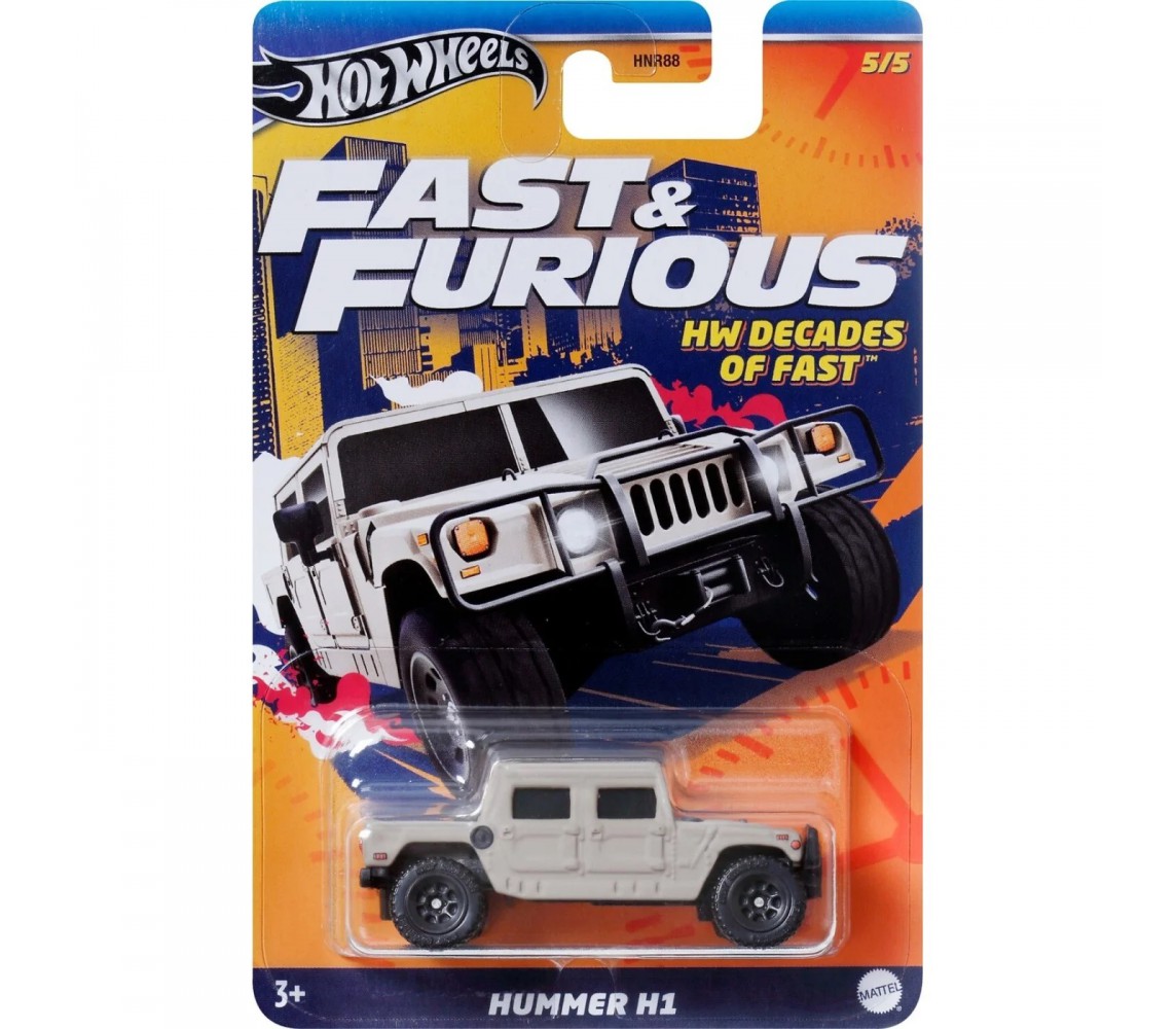 FAST FURIOUS Car Model HUMMER H1 Scale 1:64 7cm Hot Wheels HRW45 DieCast