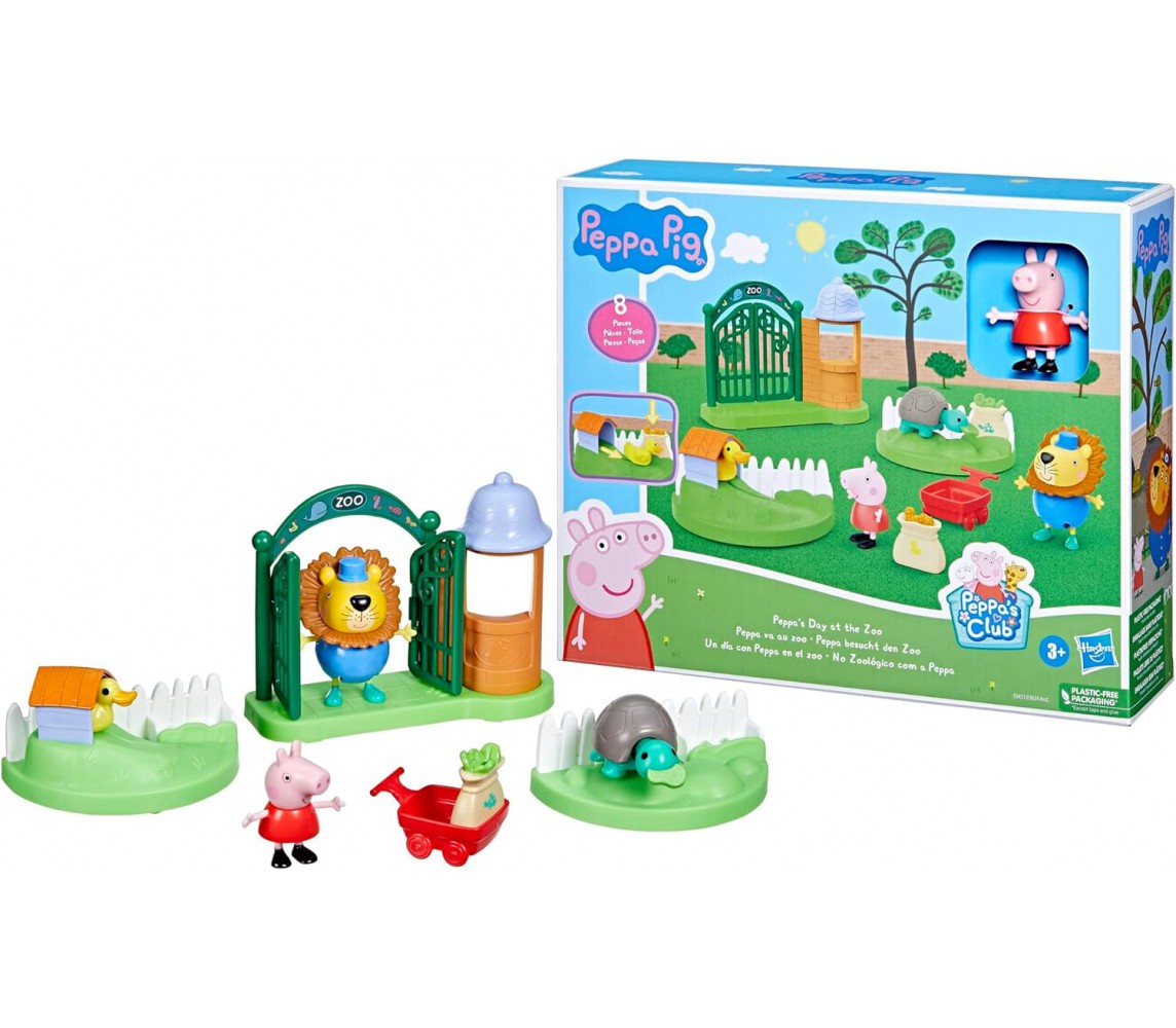 PEPPA PIG Playset GIORNO ALLO ZOO con 2 Figure Peppa e Leone HASBRO F6431