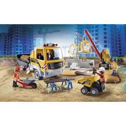 Playset Playmobil Construction Site with Flatbed Truck - 70742