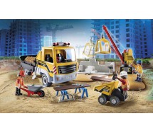 Playset Playmobil Construction Site with Flatbed Truck - 70742