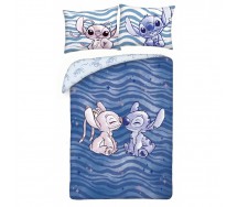 STICH ANGEL Letto SET COPRIPIUMINO 140x200cm COTONE Originale DISNEY Bacio