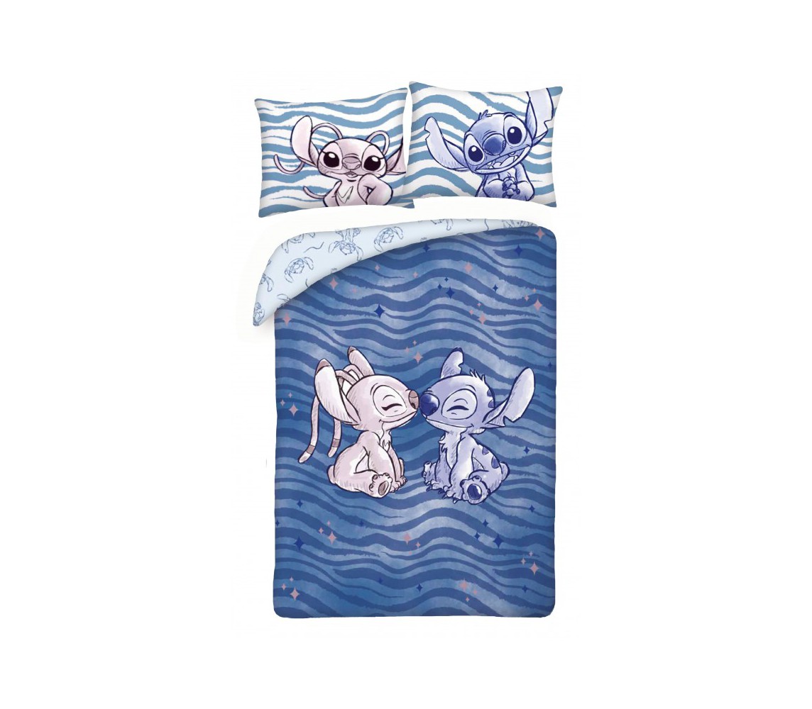 STICH ANGEL Letto SET COPRIPIUMINO 140x200cm COTONE Originale DISNEY Bacio