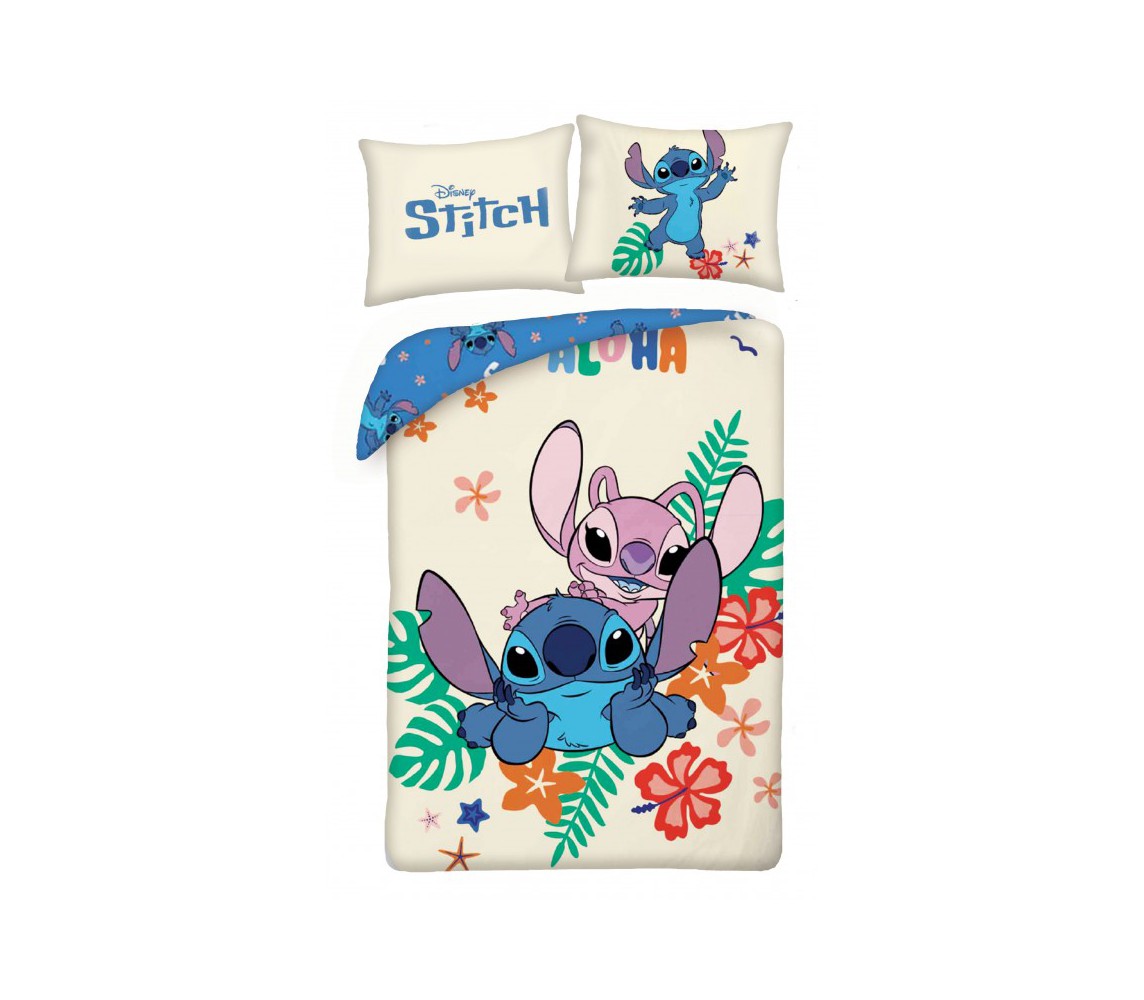 STICH ANGEL Letto SET COPRIPIUMINO 140x200cm COTONE Fiori ORIGINALE Disney Lilo