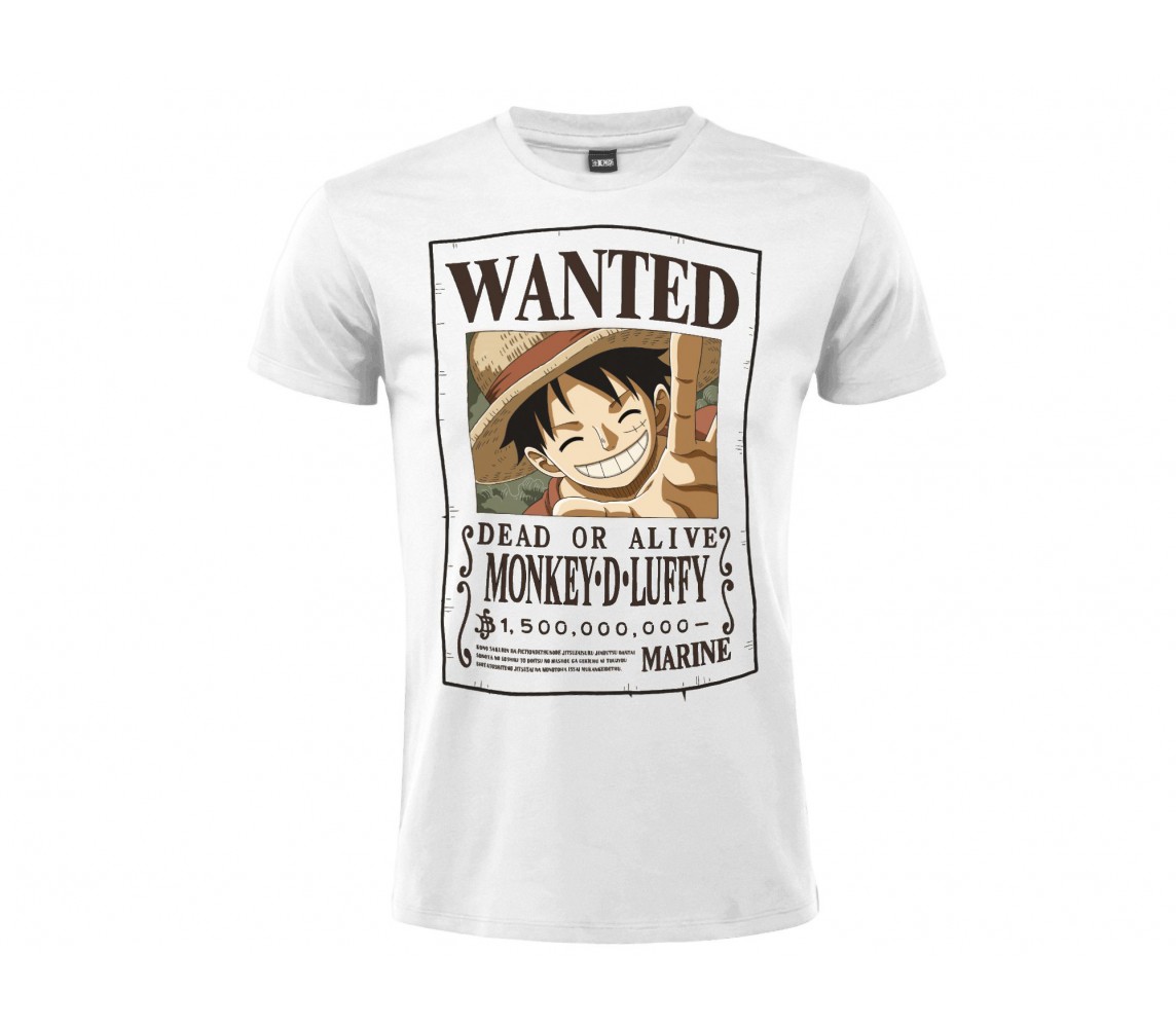 ONE PIECE Monkey D. Luffy WANTED Adult T-Shirt White Original ANIME MANGA OFFICIAL Licensed