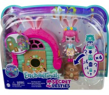 ENCHANTIMALS Playset CASETTA di BREE BUNNY CABIN coniglietto e altri 5 personaggi Originale MATTEL GTM47
