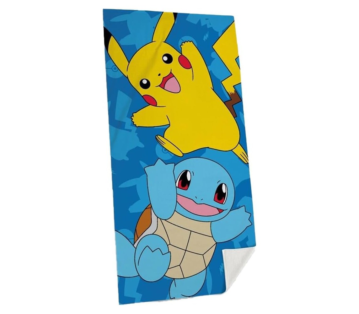 POKEMON PIKACHU and SQUIRTLE Big Towel Bath Beach 70x140cm Cotton ORIGINAL