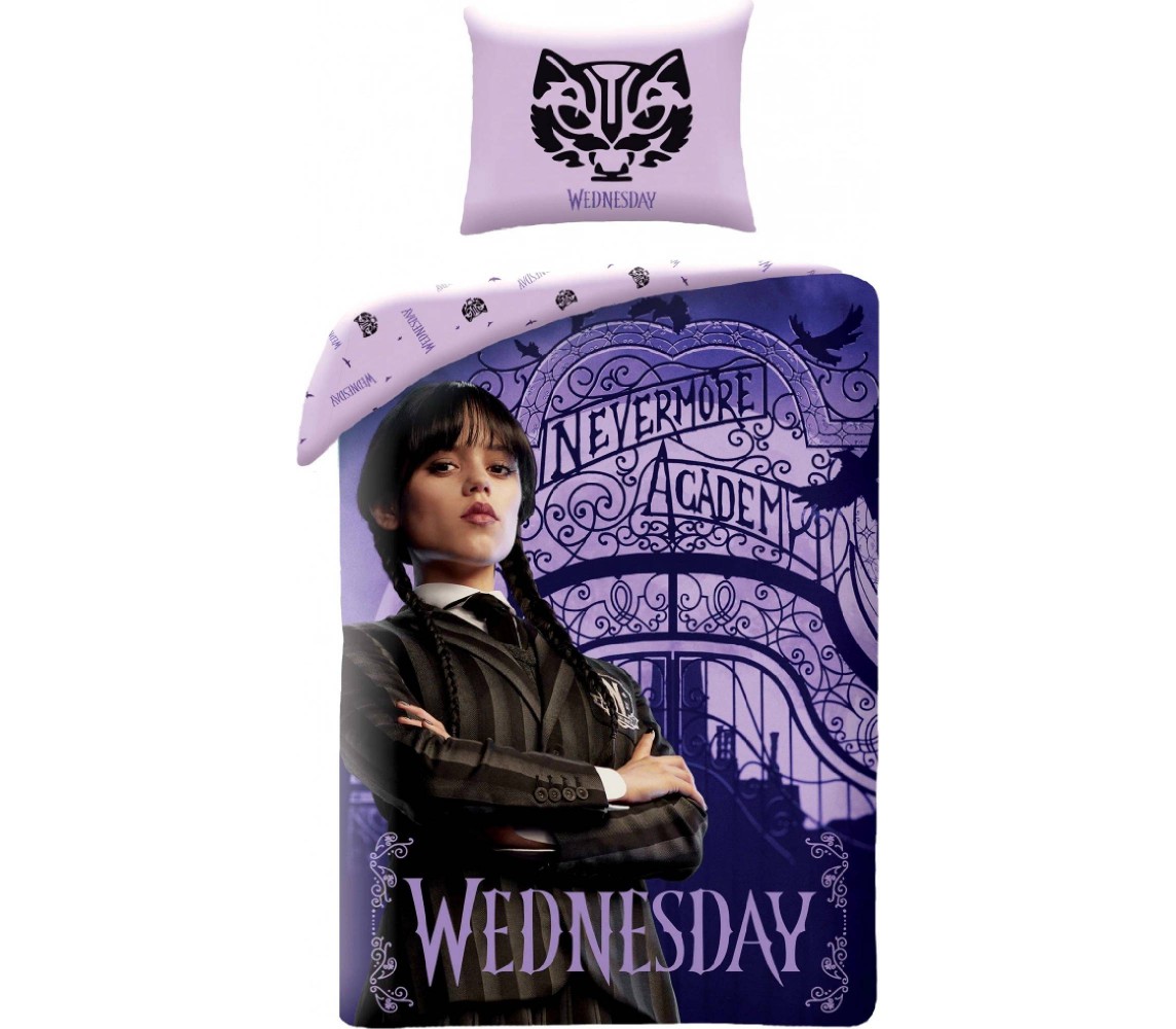 WEDNESDAY Addams SINGLE BED SET  DUVET COVER 140x200cm Cotton OFFICIAL DESPICABLE ME Halantex