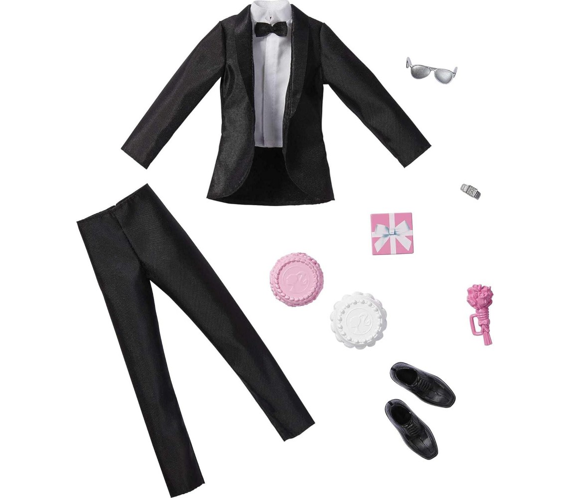 ABITO SPOSO KEN Barbie Set SMOKING MATRIMONIO e Accessori Originale Mattel GWF11